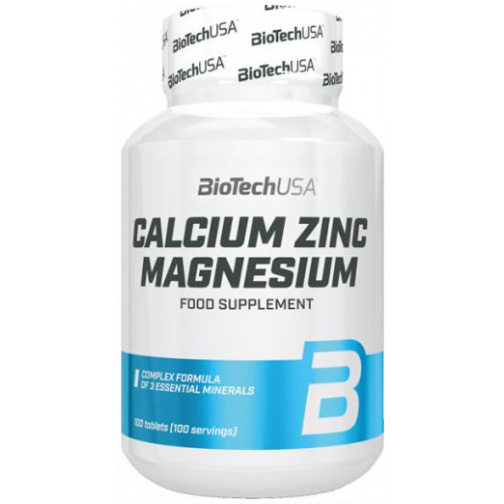 Calcium Zinc Magnesium 100 tabletas-BiotechUSA