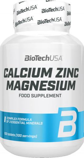 Calcium Zinc Magnesium 100 tabletas-BiotechUSA